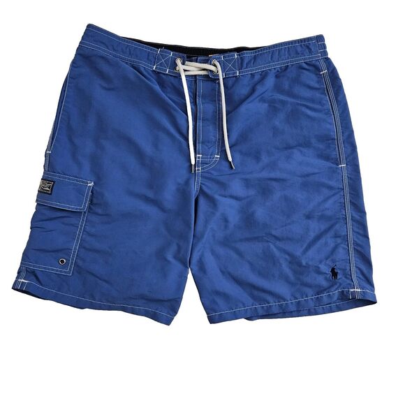 Polo Ralph Lauren Swimwear (Mens Medium) Blue Lined Swim Board Trunks Drawstring - Picture 1 of 7